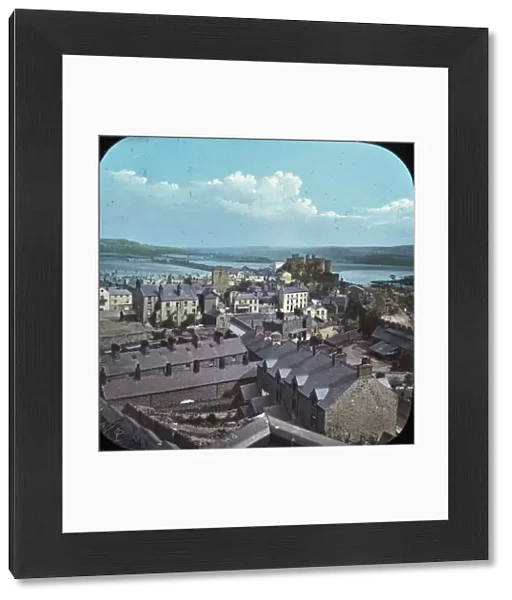 Conwy. Colour lantern slide featuring image looking over many buildings