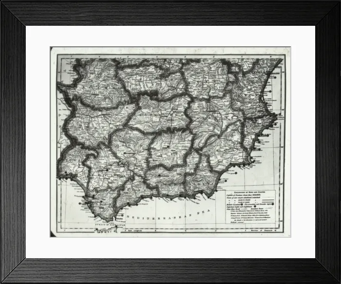 Framed Print : Map of South Spain Framed Print : Map of South Spain