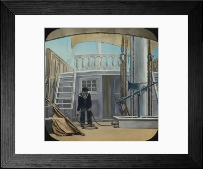 Framed Print : Young cabin boy sailor sorting out ropes Framed Print : Young cabin boy sailor sorting out ropes