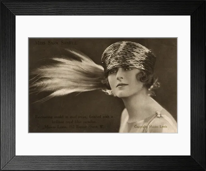 Framed Print : Miss Sara Sample - Modelling hats from Maison Lewis Framed Print : Miss Sara Sample - Modelling hats from Maison Lewis