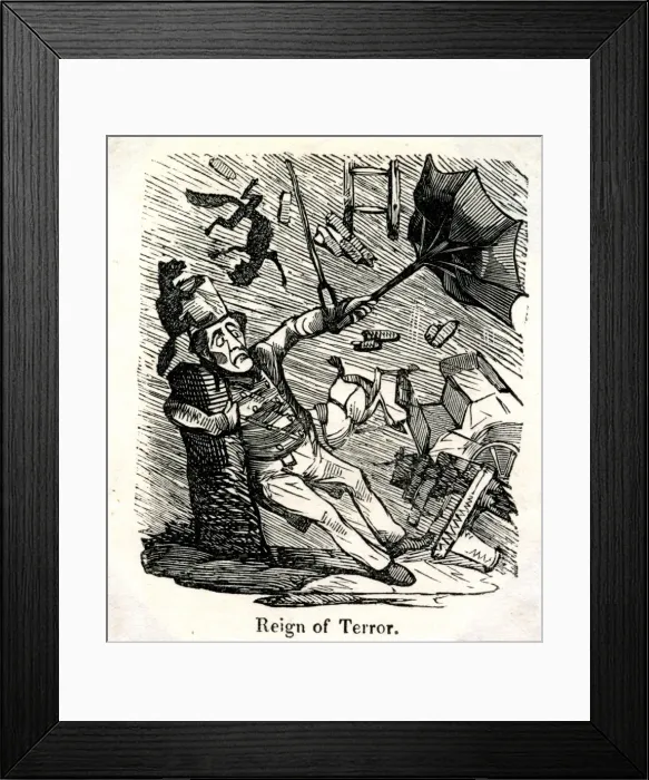 Framed Print : Comic visual and verbal pun - Reign of Terror Framed Print : Comic visual and verbal pun - Reign of Terror