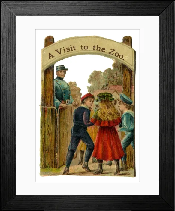 Framed Print : Victorian Scrap - A Visit to the Zoo Framed Print : Victorian Scrap - A Visit to the Zoo