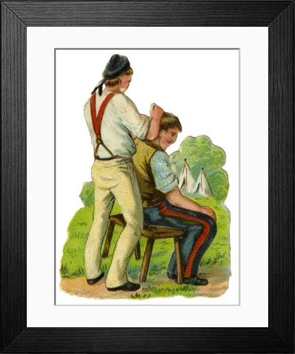 Framed Print : Victorian Scrap - Army Barber Framed Print : Victorian Scrap - Army Barber