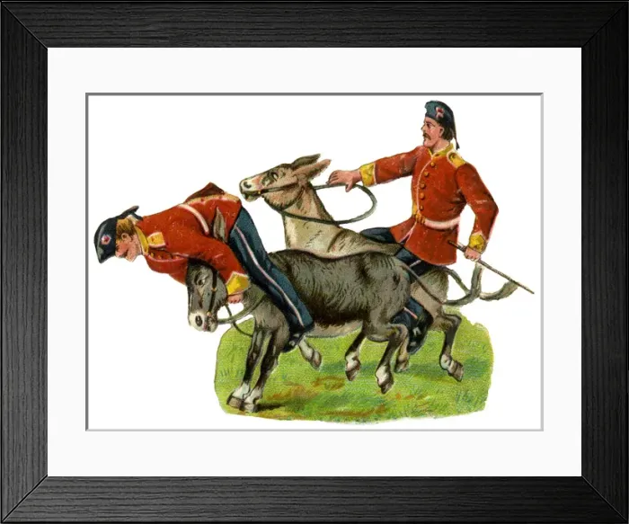 Framed Print : Victorian Scrap - Army Donkey Race Framed Print : Victorian Scrap - Army Donkey Race
