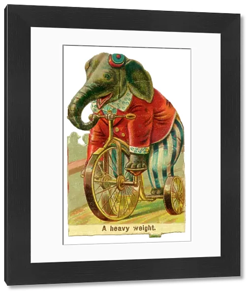 Victorian Scrap - Circus Elephant riding a Tricycle