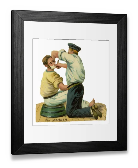 Framed Print : Victorian Scrap - Naval Barber Framed Print : Victorian Scrap - Naval Barber