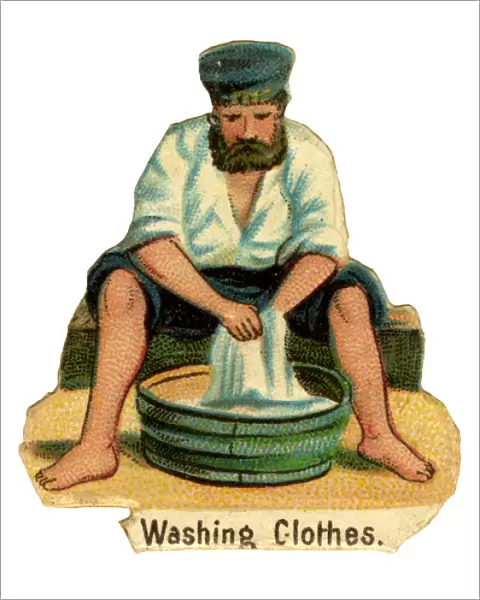 Victorian Scrap - Washing Clothes in the Navy
