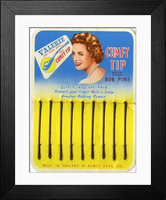 Framed Print : Valerie Cumfy Tip hair grips on a card Framed Print : Valerie Cumfy Tip hair grips on a card