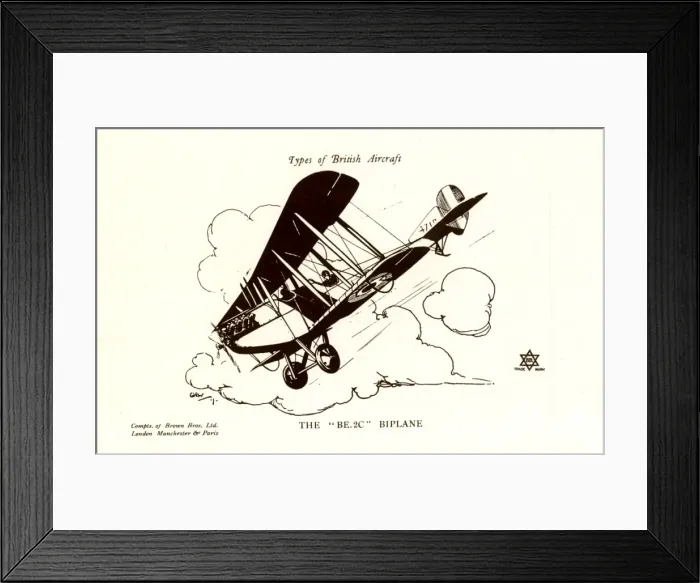 Framed Print : Types of British Aircraft -- The BE 2C Biplane Framed Print : Types of British Aircraft -- The BE 2C Biplane