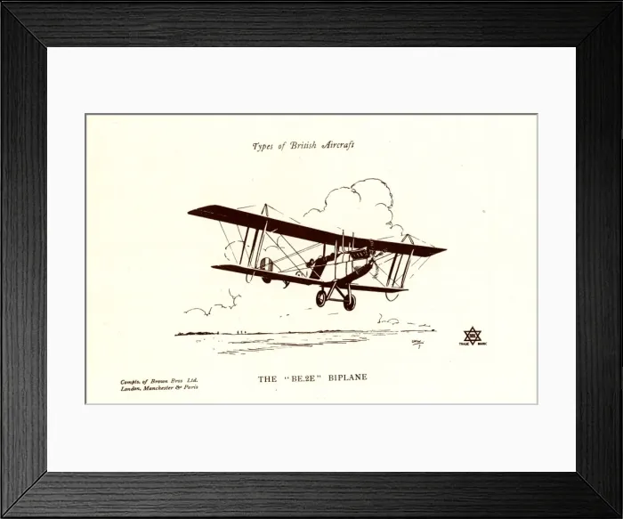 Framed Print : Types of British Aircraft -- The BE 2E Biplane Framed Print : Types of British Aircraft -- The BE 2E Biplane