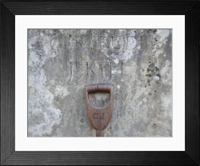 Framed Print : The Tomb of Gertrude Jekyll by Lutyens with her fork Framed Print : The Tomb of Gertrude Jekyll by Lutyens with her fork