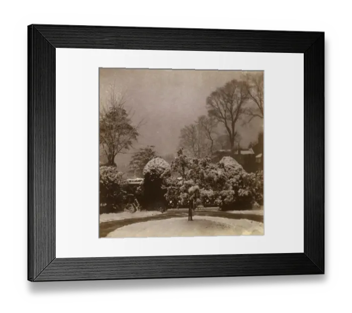 Framed Print : Front garden in the snow, Ealing, West London