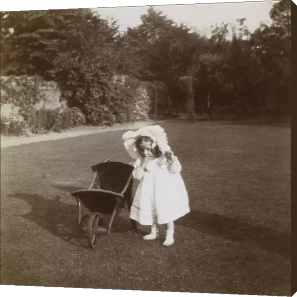 Little girl in garden, Ealing, West London