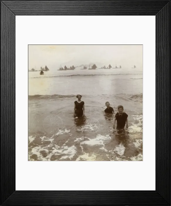Framed Print : Three people bathing at Scarborough, North Yorkshire Framed Print : Three people bathing at Scarborough, North Yorkshire