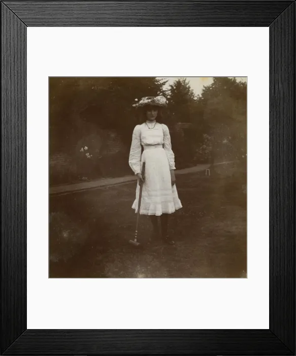 Framed Print : Young woman with croquet mallet, Ealing, West London Framed Print : Young woman with croquet mallet, Ealing, West London