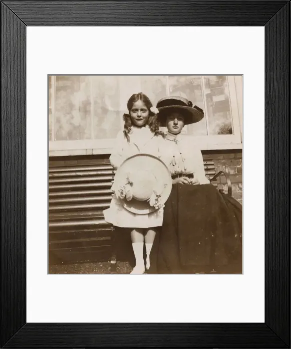 Framed Print : Two sisters on a garden bench Framed Print : Two sisters on a garden bench