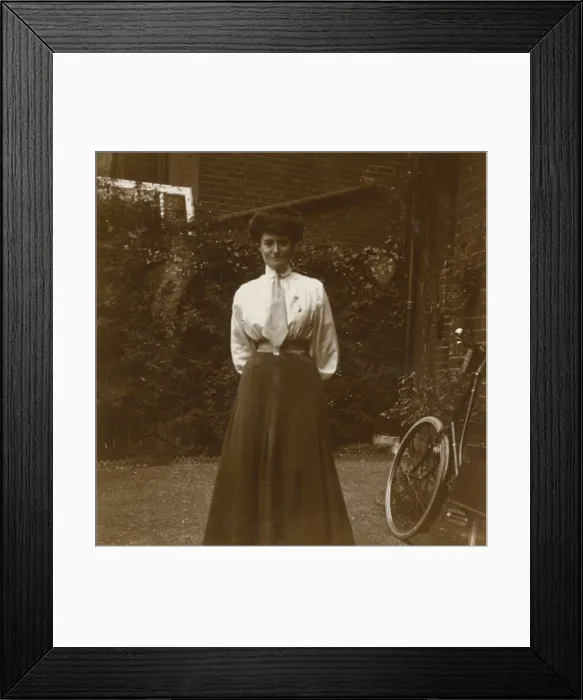 Framed Print : Young Edwardian woman in a garden Framed Print : Young Edwardian woman in a garden