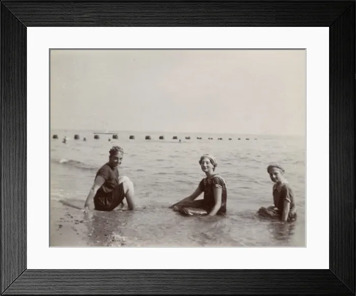 Framed Print : Three young women bathing in the sea, Southwold, Suffolk Framed Print : Three young women bathing in the sea, Southwold, Suffolk