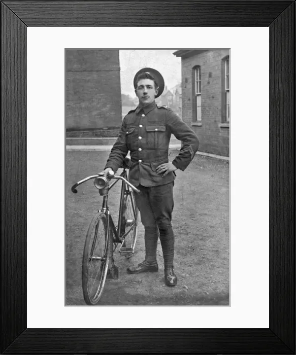 Framed Print : Soldier with a bicycle Framed Print : Soldier with a bicycle