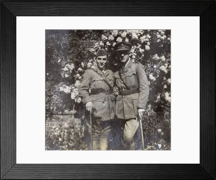 Framed Print : Two brothers in a garden, WW1 Framed Print : Two brothers in a garden, WW1