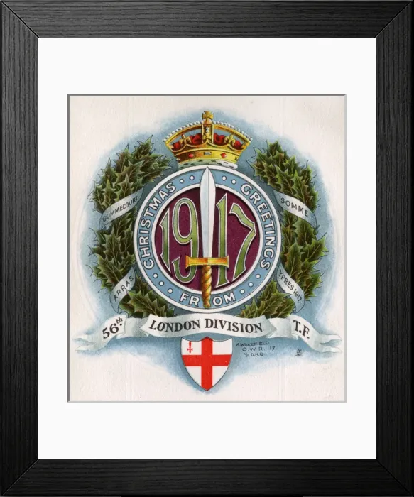 Framed Print : Christmas card, 56th London Division Territorial Force Framed Print : Christmas card, 56th London Division Territorial Force