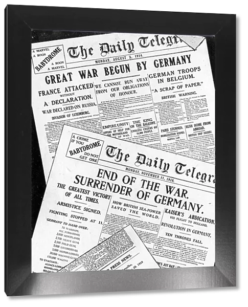 Daily Telegraph front pages, 1914, 1918 and 1919, WW1