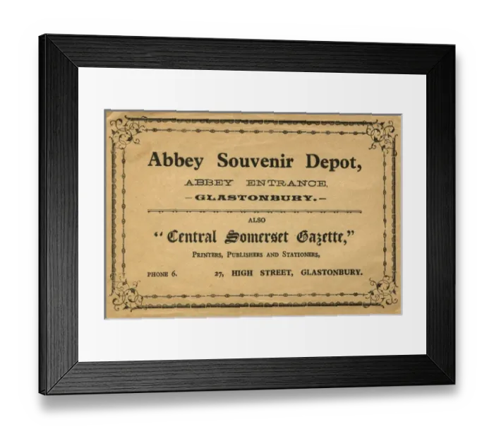 Framed Print : Decorative postcard envelope, Glastonbury, Somerset Framed Print : Decorative postcard envelope, Glastonbury, Somerset