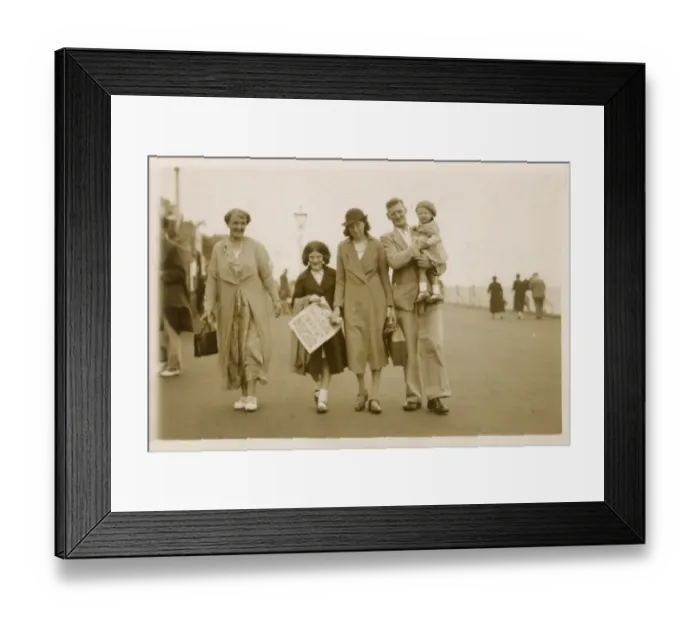 Framed Print : Family (with Grandma) stroll along the Seafront at Margate Framed Print : Family (with Grandma) stroll along the Seafront at Margate