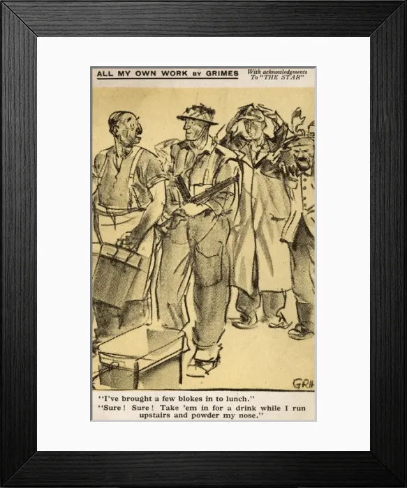 Framed Print : WW2 - Comic Postcard - Restaurateur in no hurry Framed Print : WW2 - Comic Postcard - Restaurateur in no hurry
