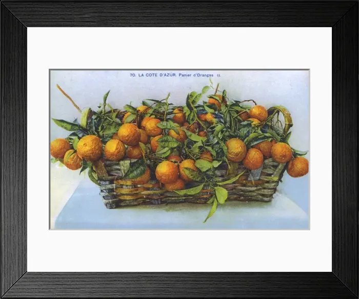 Framed Print : Cote d Azur, France - basket of fresh oranges
