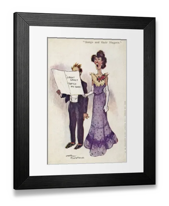 Framed Print : Singers on a comic postcard Framed Print : Singers on a comic postcard