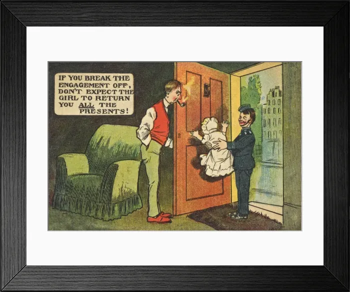 Framed Print : Comic postcard, baby delivery Framed Print : Comic postcard, baby delivery