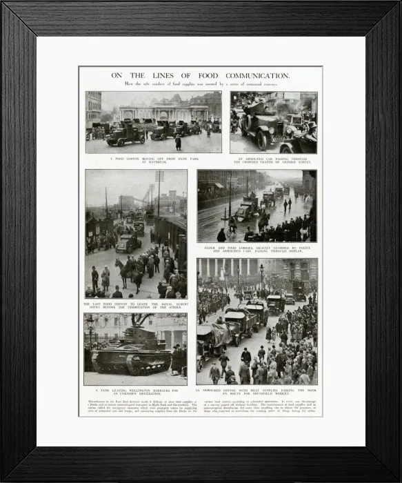 Framed Print : Armoured convoy of food supplies: General strike 1926 Framed Print : Armoured convoy of food supplies: General strike 1926