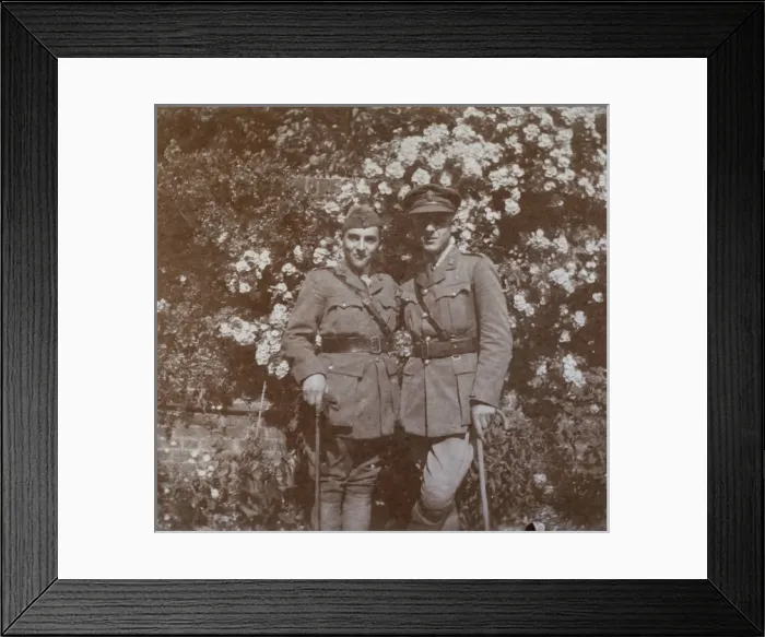 Framed Print : Two brothers in a garden, WW1 Framed Print : Two brothers in a garden, WW1