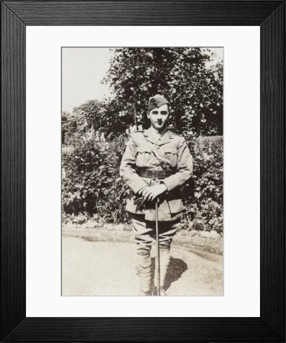 Framed Print : Soldier in a garden, WW1 Framed Print : Soldier in a garden, WW1