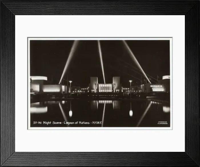 Framed Print : New York Worlds Fair - Lagoon of Nations - Night scene Framed Print : New York Worlds Fair - Lagoon of Nations - Night scene