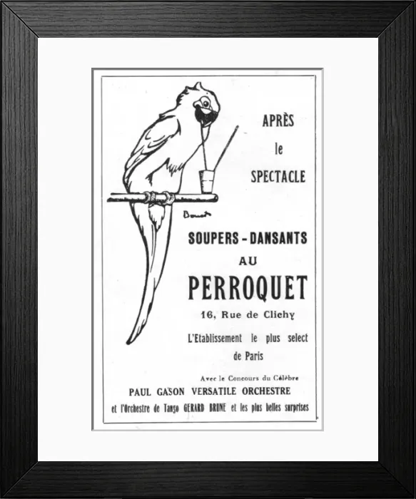 Framed Print : Advert for Perroquet nightclub at the Casino de Paris, Paris Framed Print : Advert for Perroquet nightclub at the Casino de Paris, Paris