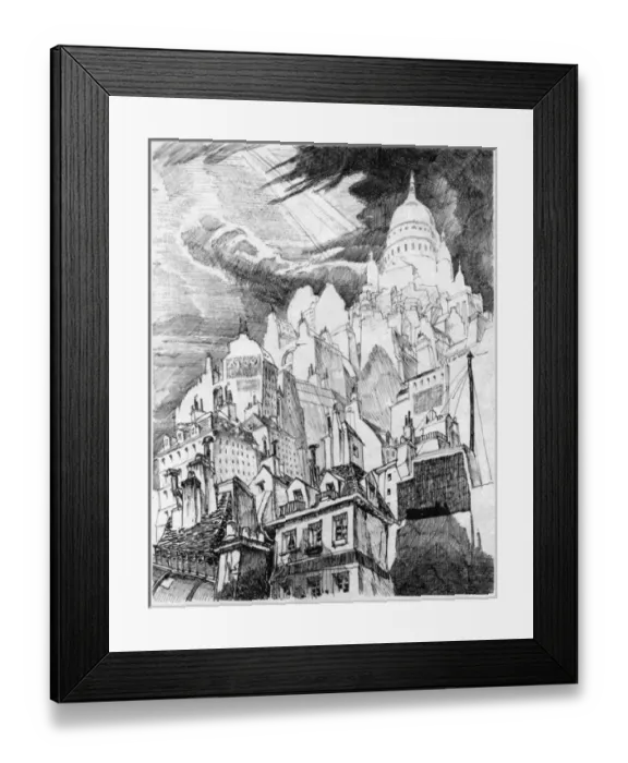 Framed Print : A sketch of the Sacre Couer, Montmartre c. 1927 Framed Print : A sketch of the Sacre Couer, Montmartre c. 1927