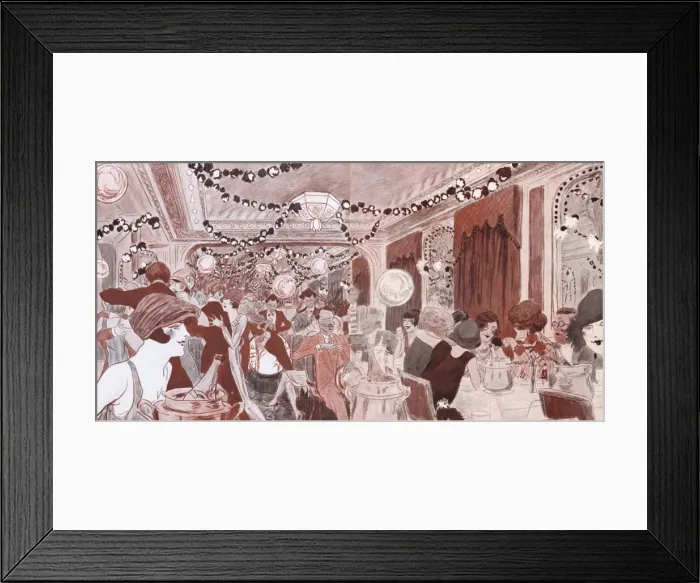 Framed Print : A sketch of the interior of the Imperial Soupers night-spot