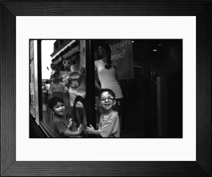 Framed Print : Children and reflections, Paris, France Framed Print : Children and reflections, Paris, France