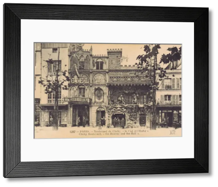Framed Print : The facades of the Montmartre attractions of Le Ciel and L