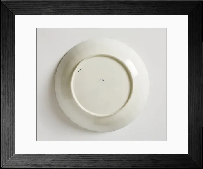 Framed Print : Plate made from porcelain, transfer-printed in underglaze blue with the Framed Print : Plate made from porcelain, transfer-printed in underglaze blue with the