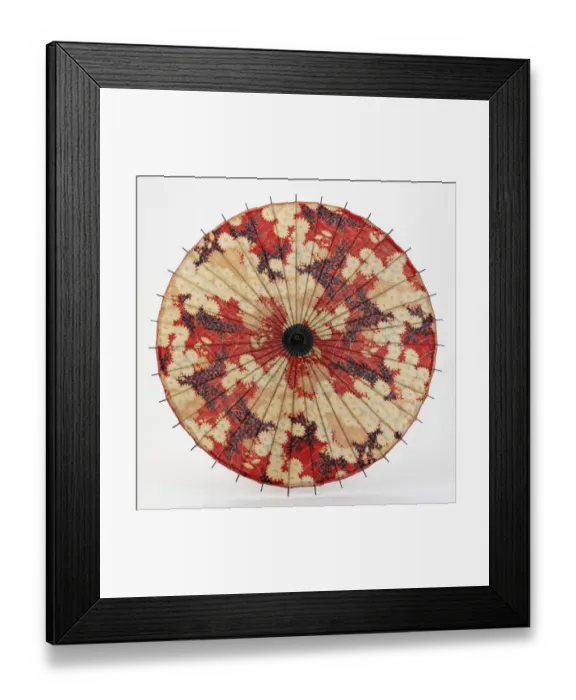 Framed Print : Parasol. Textile and cane parasol with a design of stylised daisies Framed Print : Parasol. Textile and cane parasol with a design of stylised daisies
