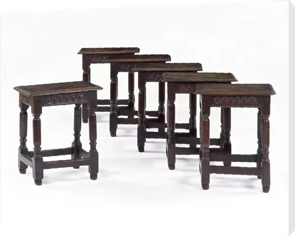 Six joined stools
