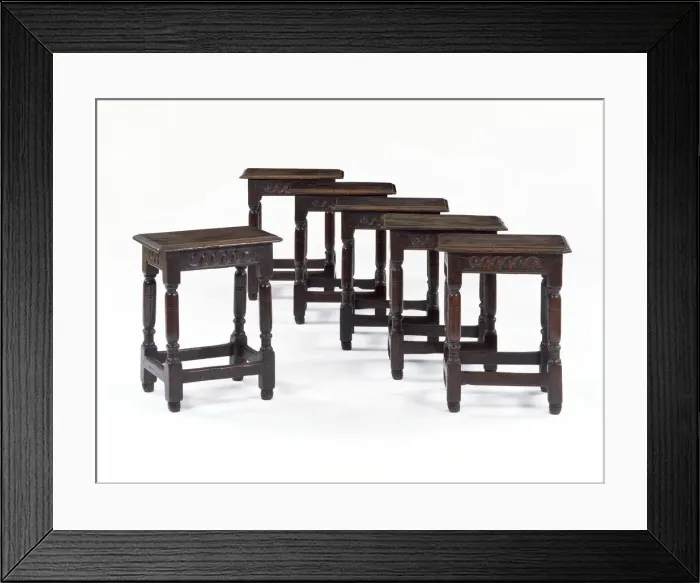 Framed Print : Six joined stools Framed Print : Six joined stools