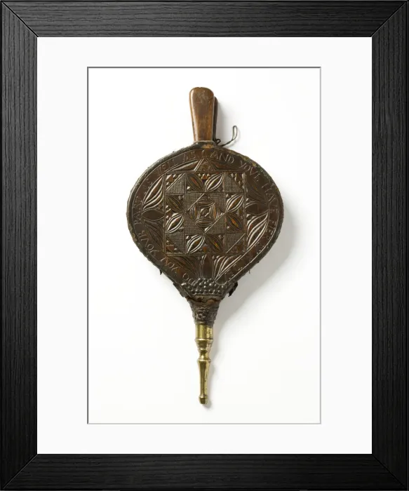 Framed Print : Bellows. A pair of bellows with geometrical chip-carved decoration Framed Print : Bellows. A pair of bellows with geometrical chip-carved decoration