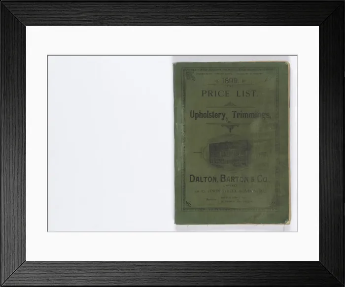 Framed Print : Front cover of 1899 Price List, Upholstery, Trimmings &c Framed Print : Front cover of 1899 Price List, Upholstery, Trimmings &c