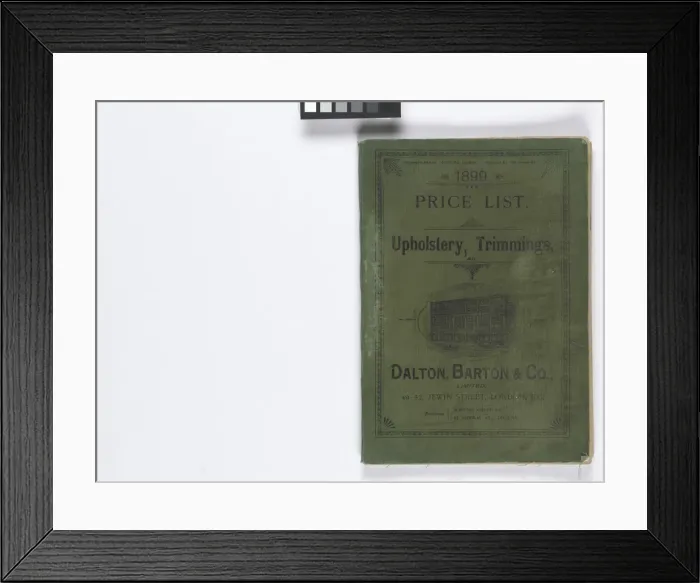 Framed Print : Front cover of 1899 Price List, Upholstery, Trimmings &c Framed Print : Front cover of 1899 Price List, Upholstery, Trimmings &c