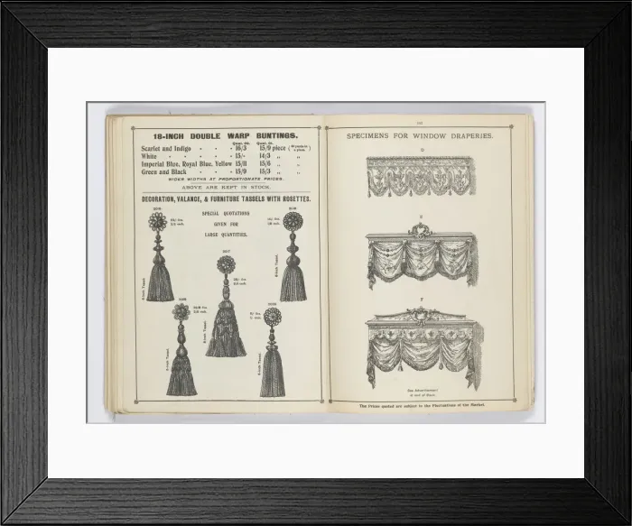 Framed Print : Pages from 1899 Price List, Upholstery, Trimmings &c Framed Print : Pages from 1899 Price List, Upholstery, Trimmings &c