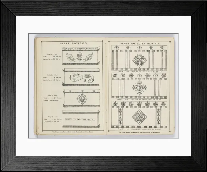 Framed Print : Pages from 1899 Price List, Upholstery, Trimmings &c Framed Print : Pages from 1899 Price List, Upholstery, Trimmings &c